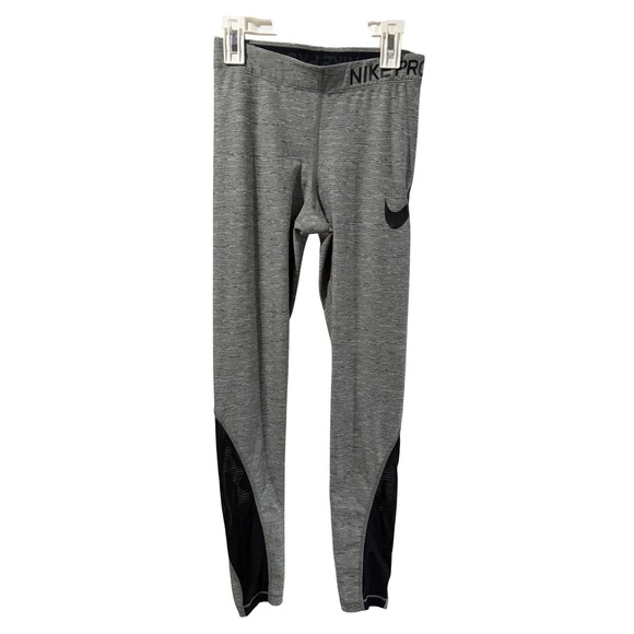 Nike Pants - Nike Pro Dri-FIT Womens Heather Grey Mesh Panel Compression Leggings Small